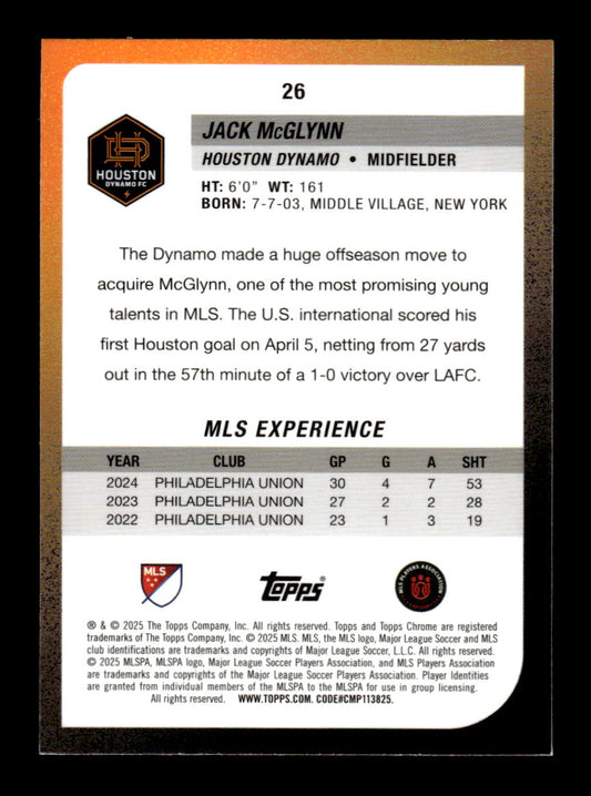 2025 Topps Chrome MLS #26 Jack McGlynn Blue Mini-Diamonds Refractor #/150