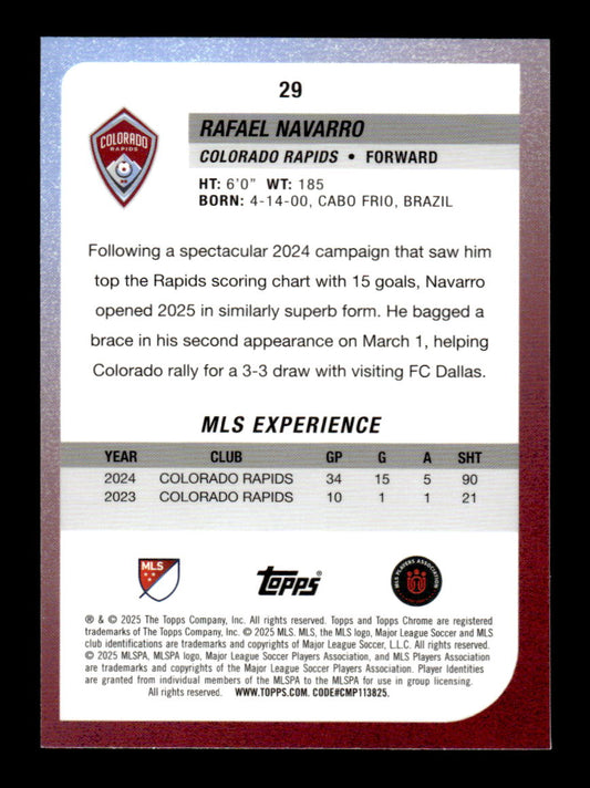 2025 Topps Chrome MLS #29 Rafael Navarro Green Mini-Diamonds Refractor #/99