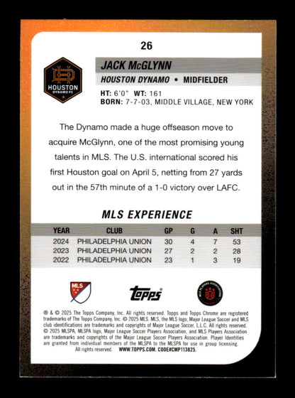2025 Topps Chrome MLS #26 Jack McGlynn Blue Mini-Diamonds Refractor #/150