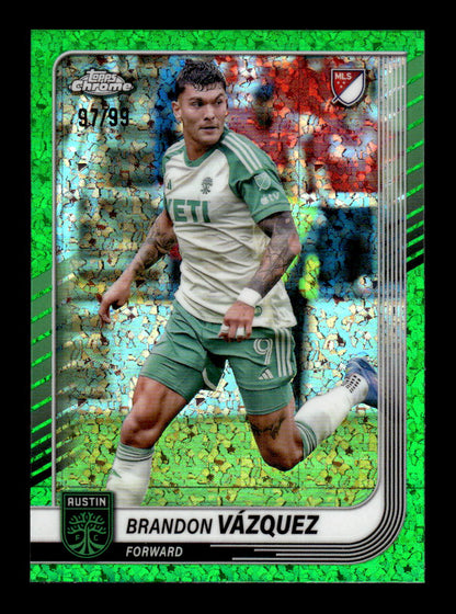 2025 Topps Chrome MLS #42 Brandon Vázquez Green Mini-Diamonds Refractor #/99