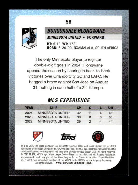 2025 Topps Chrome MLS #58 Bongokuhle Hlongwane Pink Mini-Diamonds Refractor /250